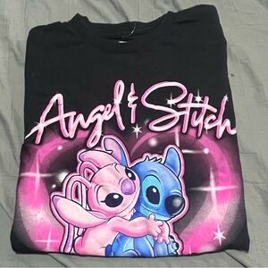 Disney Black and Pink Angel & Stitch Kids Shirt